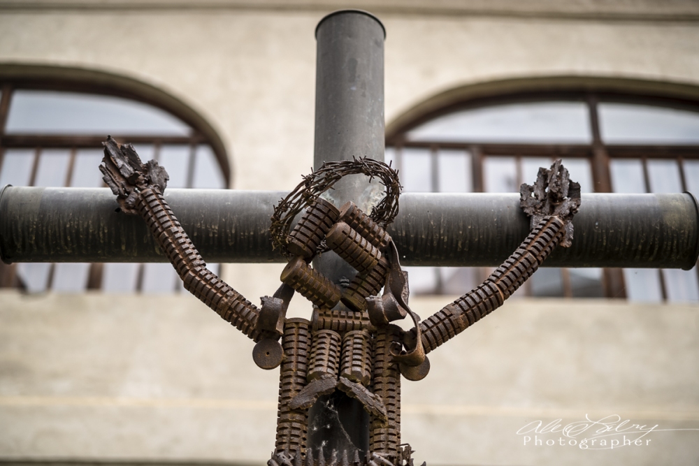 Sculpture made with military munitions, Vukovar, Croatia