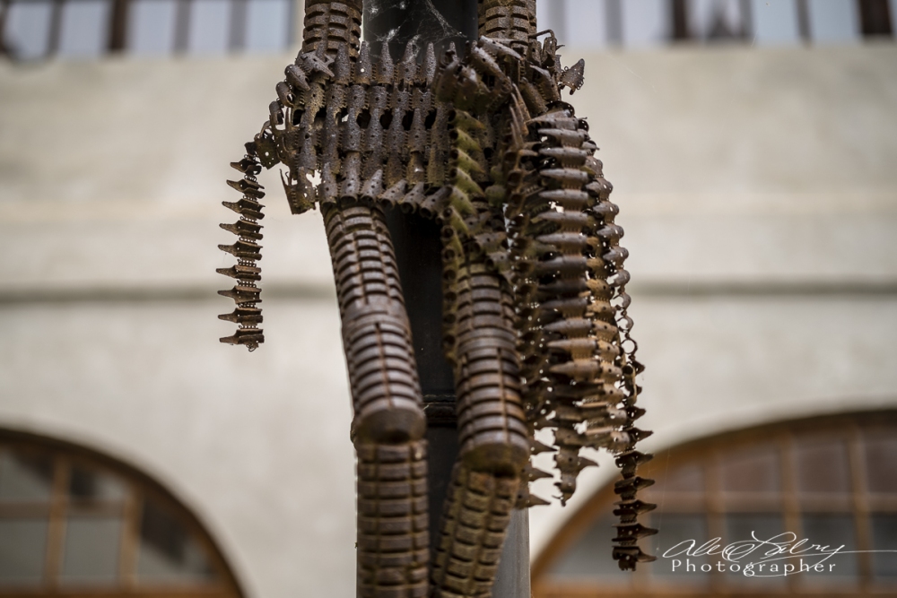 Sculpture made with military munitions, Vukovar, Croatia