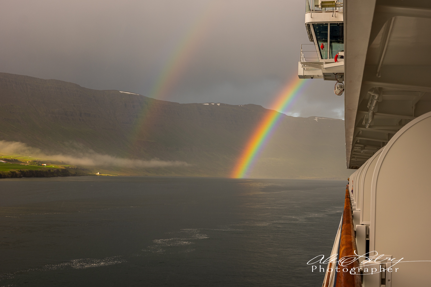 Double rainbow outside ship