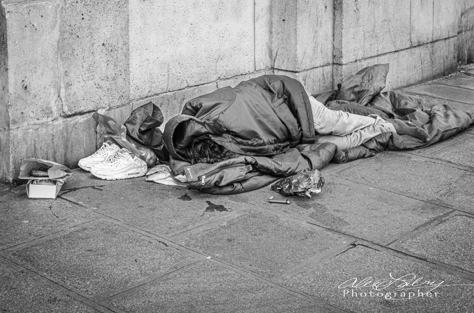 Homeless along the Seine, Paris, France